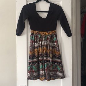 Anthropologie printed skirt dress exposed zipper